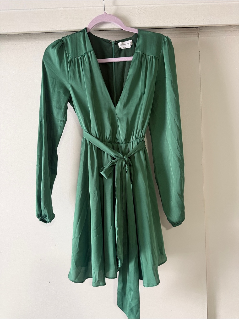 Lovers + Friends Emerald Green Long Sleeve Wrap Dress